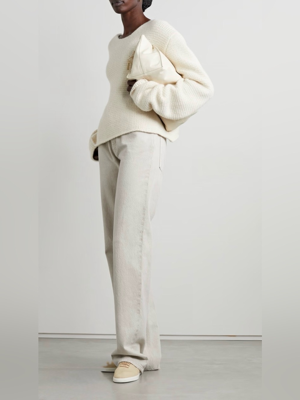 Light Beige Straight-Leg Jeans